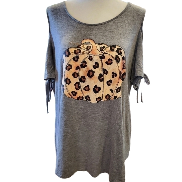 CATO Cold Shoulder Pumpkin Design Top Sz Large - Picture 1 of 12